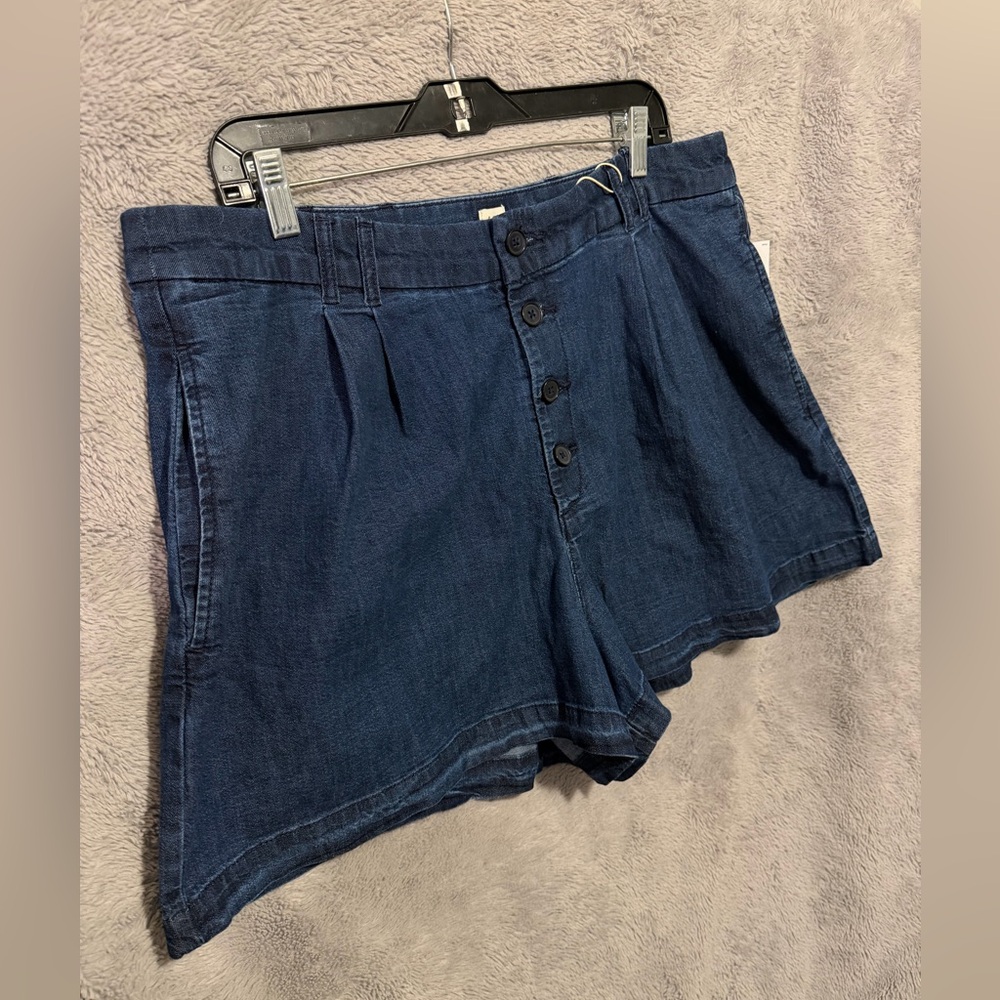 Doen x Gap Shorts Womens 16 / 34 Waist Blue Denim Button Fly High Rise NEW - Picture 2 of 13